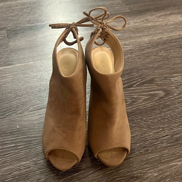 Tan Open Back Booties - Picture 1 of 4